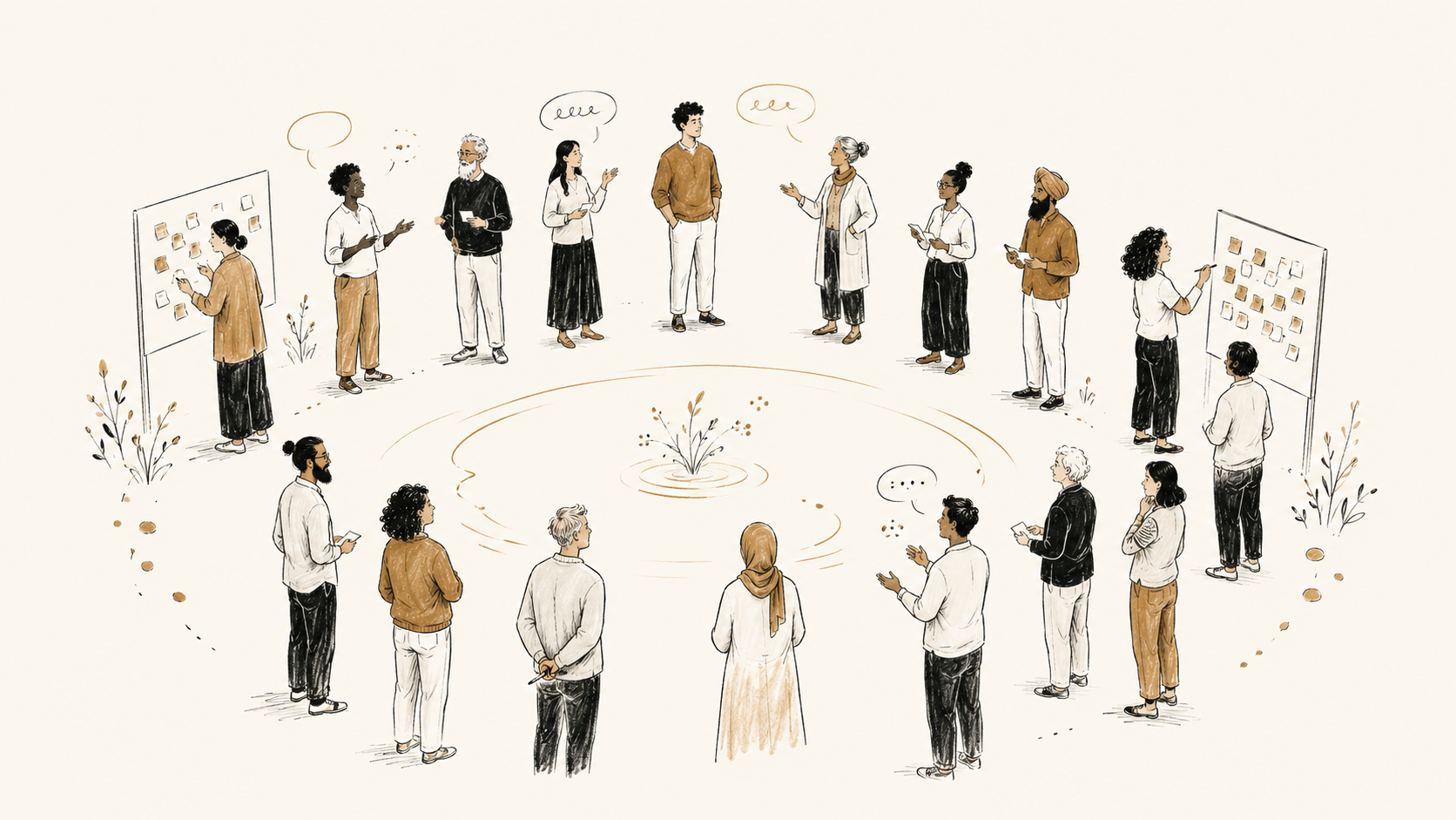 Open Space Facilitation — Kreis von Teilnehmenden